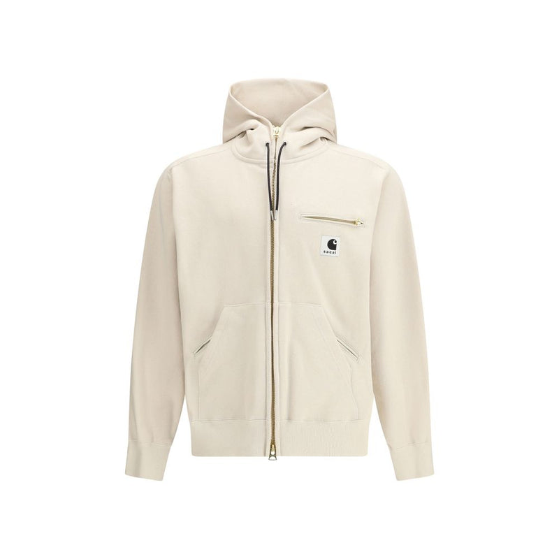 Sacai Beige Cotton Hoodie - Oversized Design