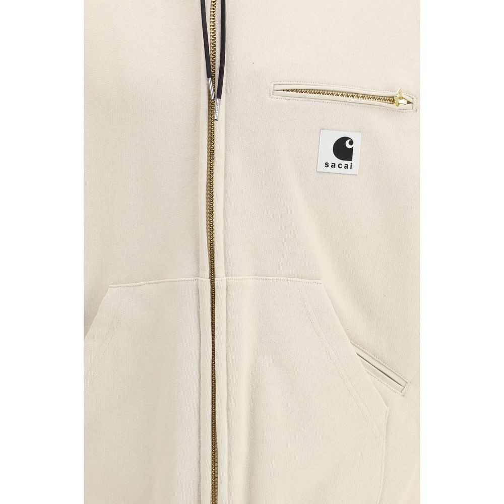 Sacai Beige Cotton Hoodie - Oversized Design