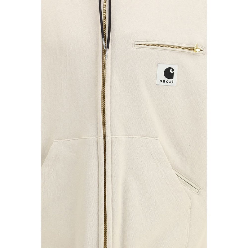 Sacai Beige Cotton Hoodie - Oversized Design