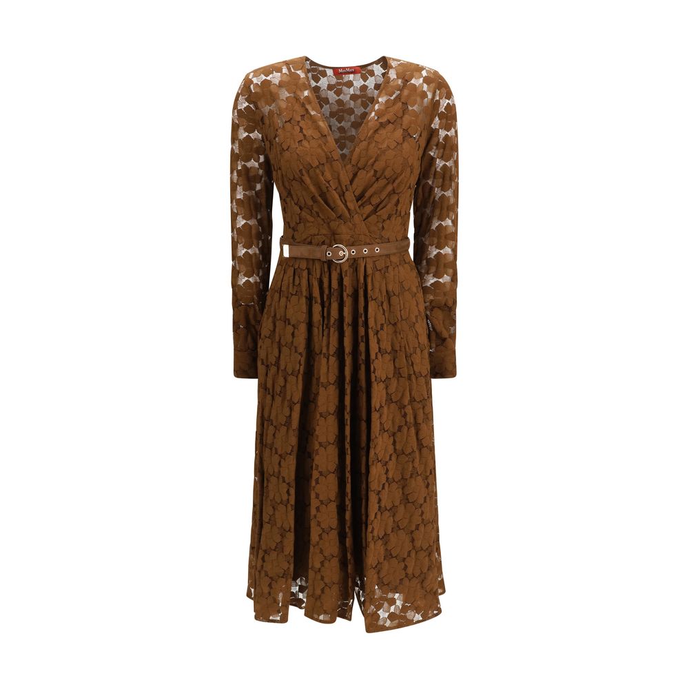 Max Mara Agrume Brown Lace Midi Dress for Women