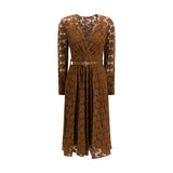 Max Mara Agrume Brown Lace Midi Dress for Women