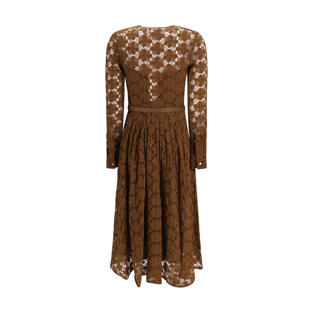 Max Mara Agrume Brown Lace Midi Dress for Women