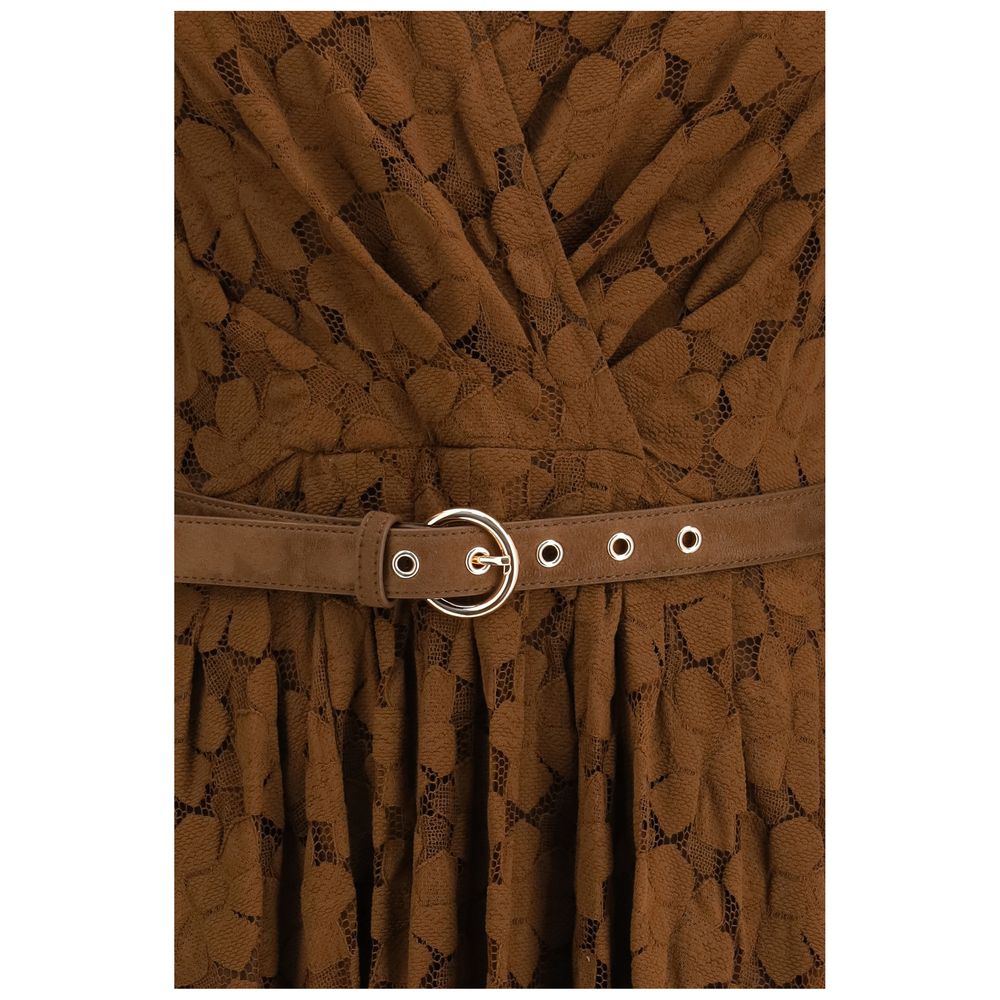 Max Mara Agrume Brown Lace Midi Dress for Women