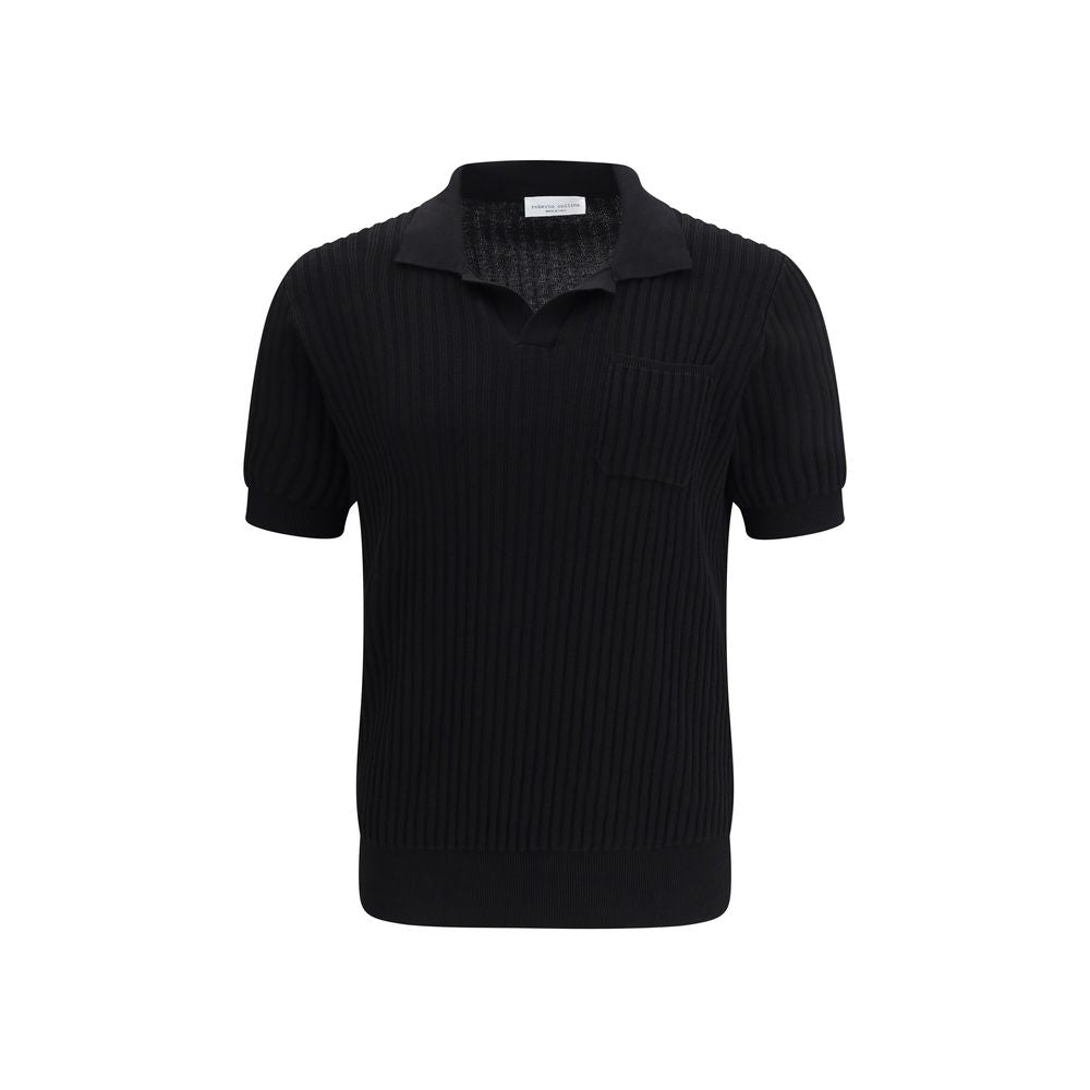 Roberto Collina Black Cotton Polo Shirt - Slim Fit