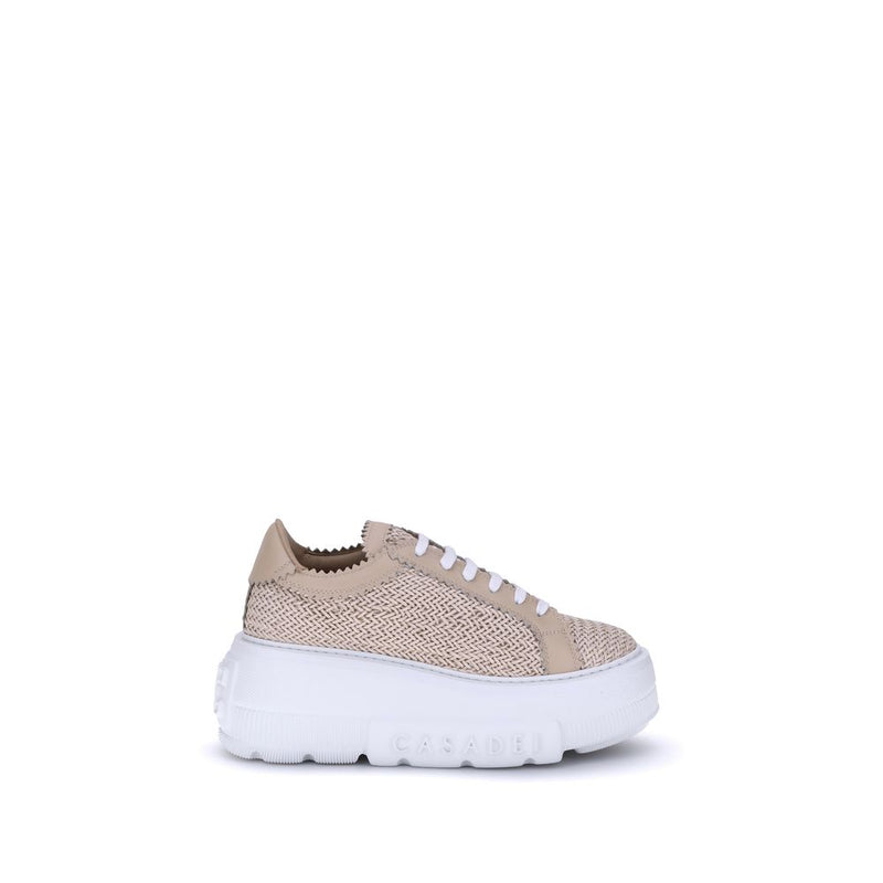 Casadei Beige Vegan Leather Nexus Platform Sneakers