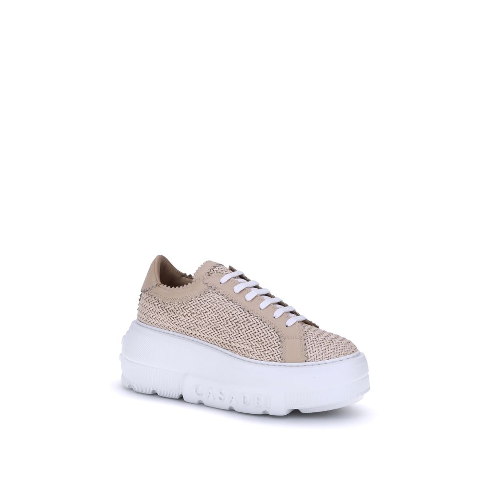 Casadei Beige Vegan Leather Nexus Platform Sneakers