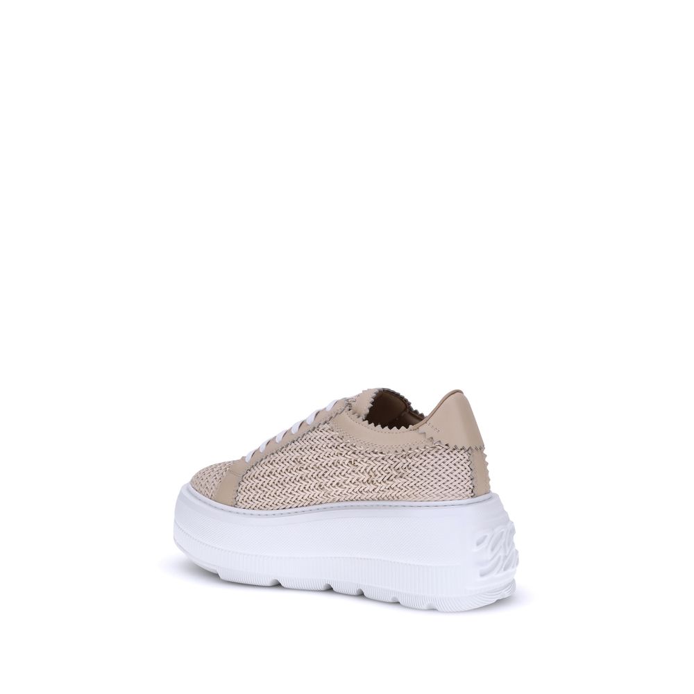 Casadei Beige Vegan Leather Nexus Platform Sneakers