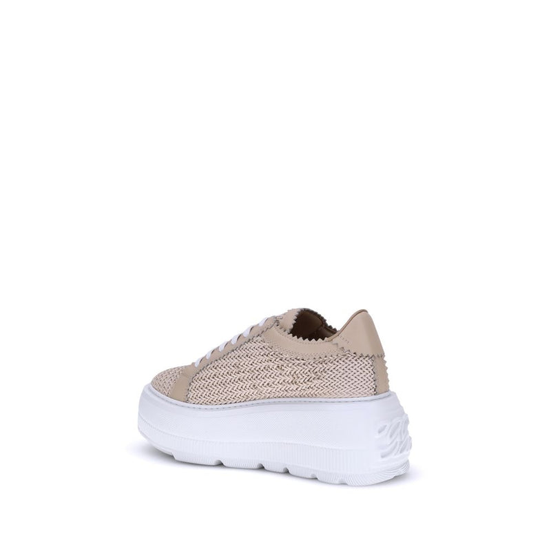 Casadei Beige Vegan Leather Nexus Platform Sneakers