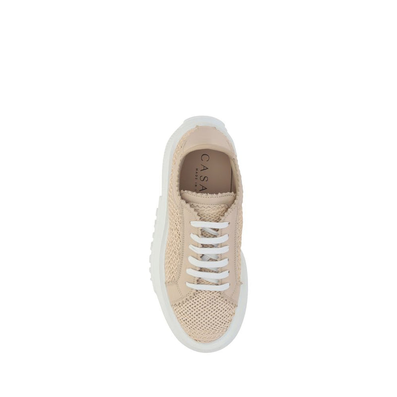 Casadei Beige Vegan Leather Nexus Platform Sneakers
