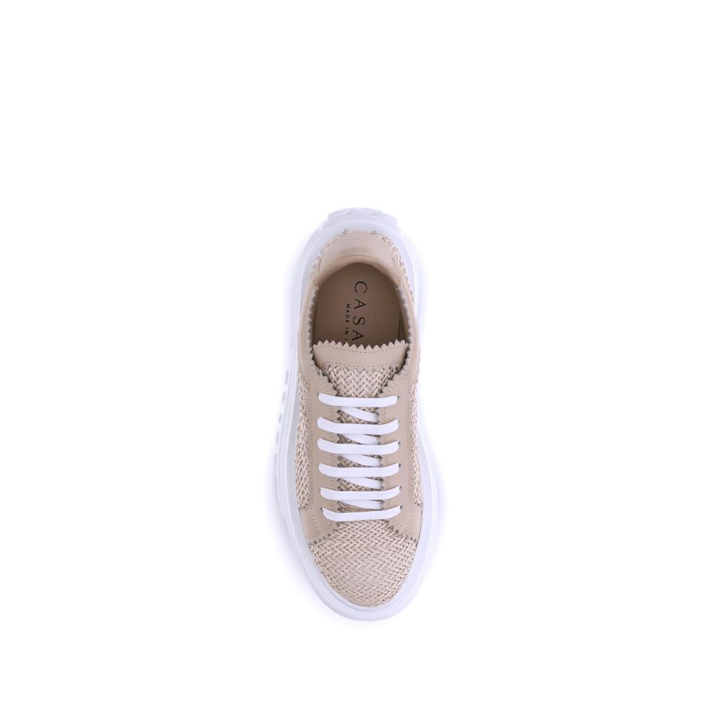 Casadei Beige Vegan Leather Nexus Platform Sneakers