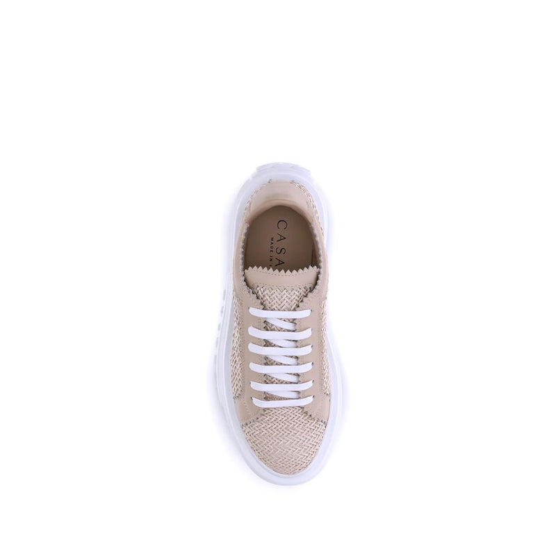 Casadei Beige Vegan Leather Nexus Platform Sneakers