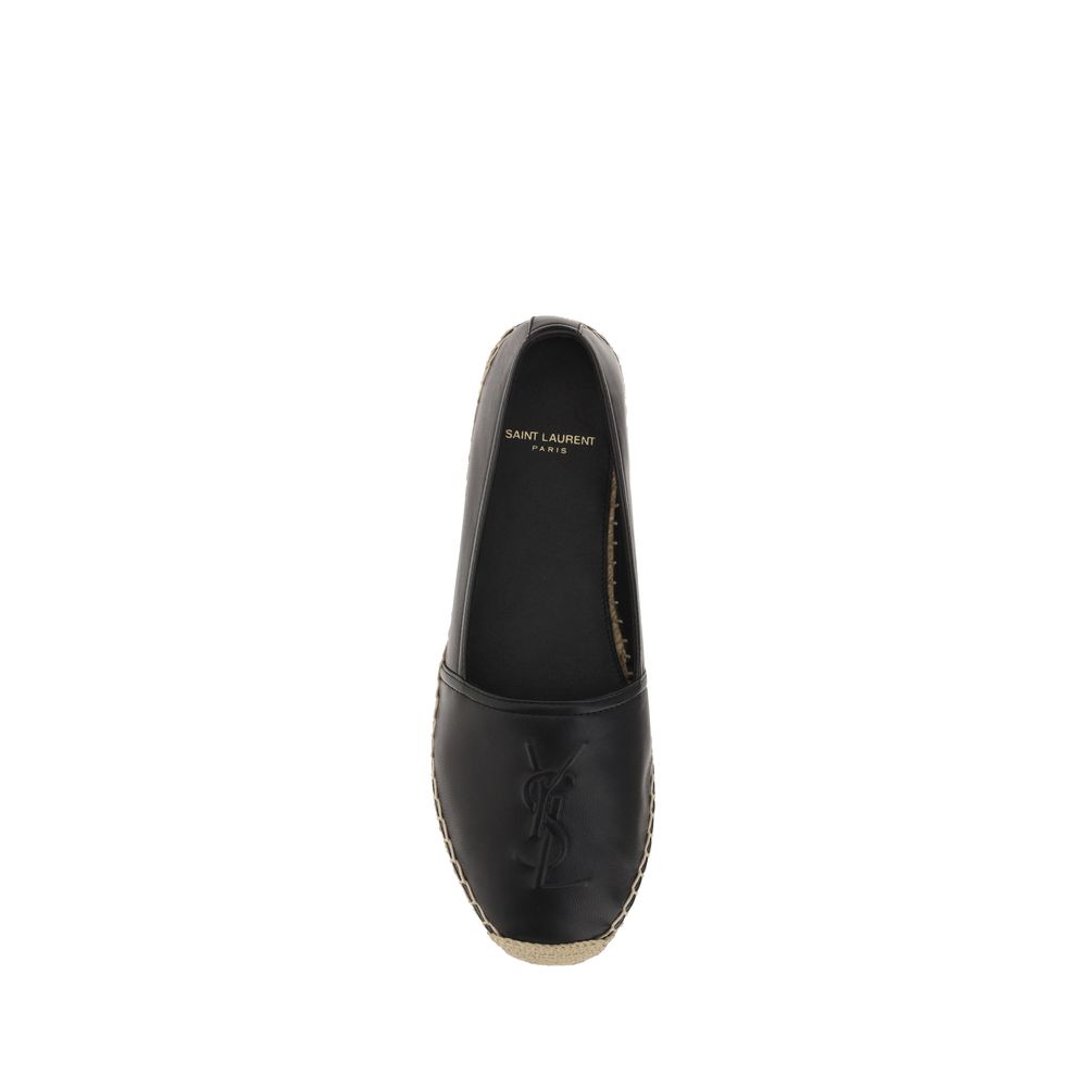 Saint Laurent Black Lambskin Espadrilles for Women