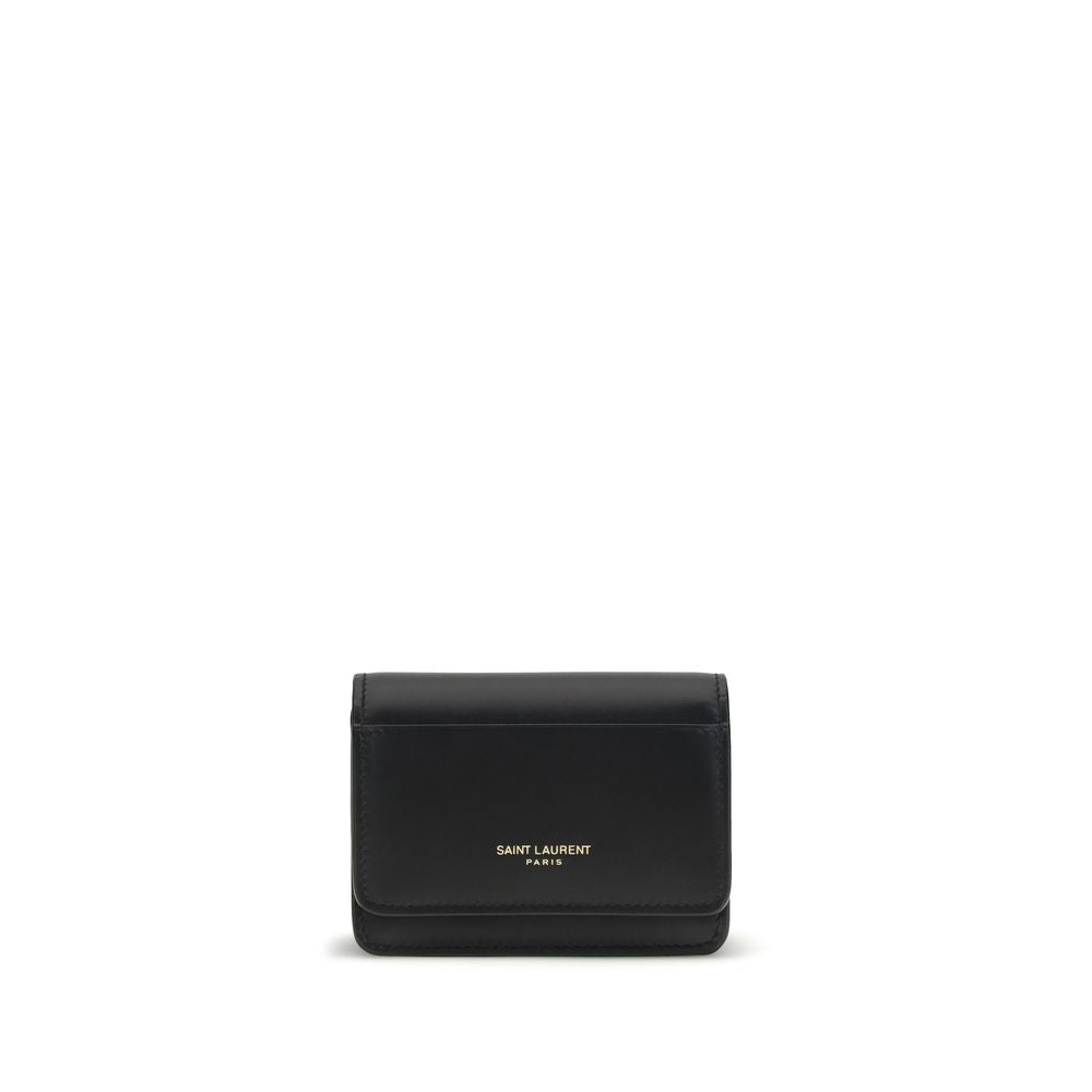 Portefeuille Bos Taurus en cuir de veau noir Saint Laurent