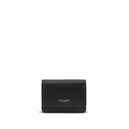 Portefeuille Bos Taurus en cuir de veau noir Saint Laurent