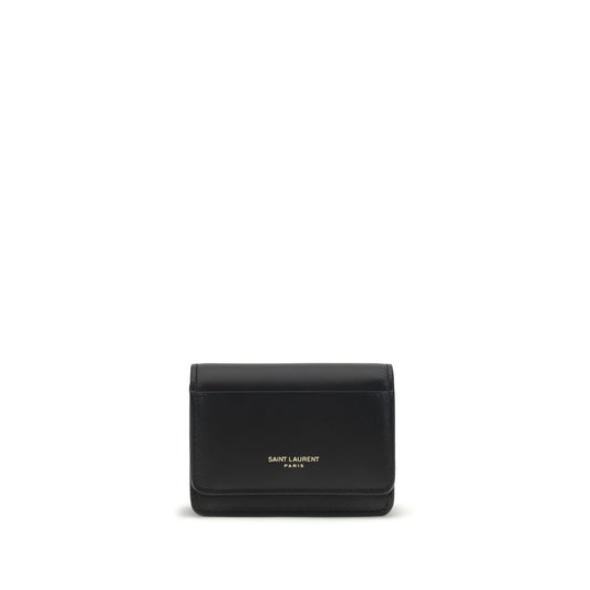 Portefeuille Bos Taurus en cuir de veau noir Saint Laurent