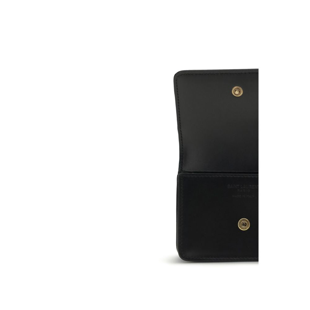 Portefeuille Bos Taurus en cuir de veau noir Saint Laurent