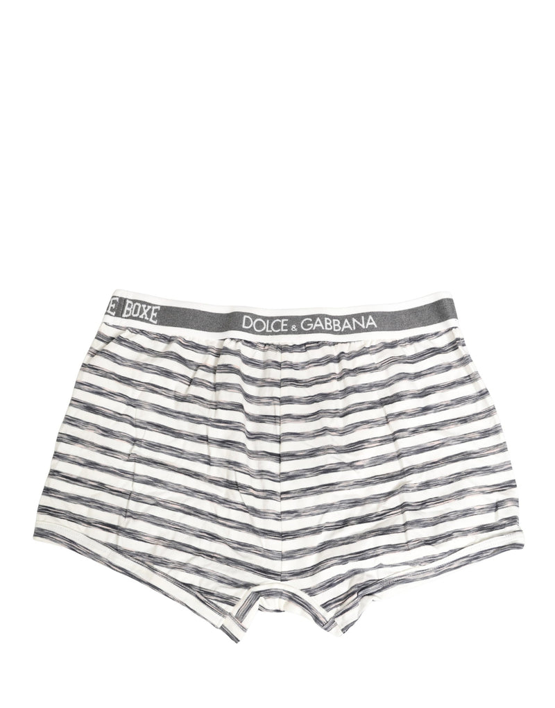 Dolce & Gabbana Gray White Stripes Men Regular Boxer Underwear