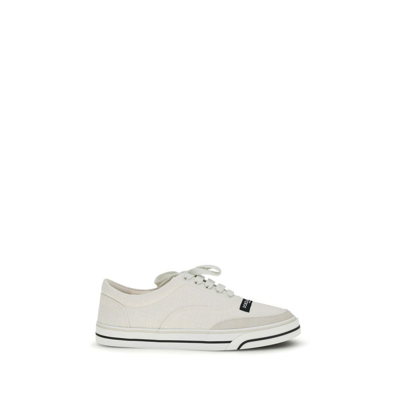 Dolce & Gabbana White Linen DG Sailing Low Top Sneakers
