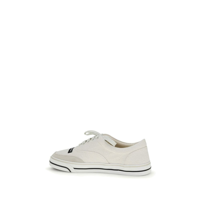 Dolce & Gabbana White Linen DG Sailing Low Top Sneakers
