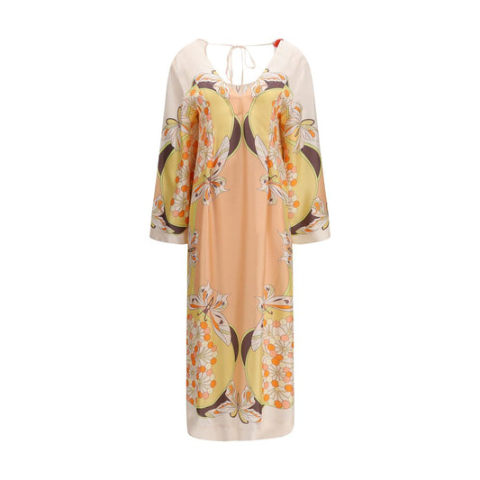 La Double J Twin Flame Multicolor Silk Dress