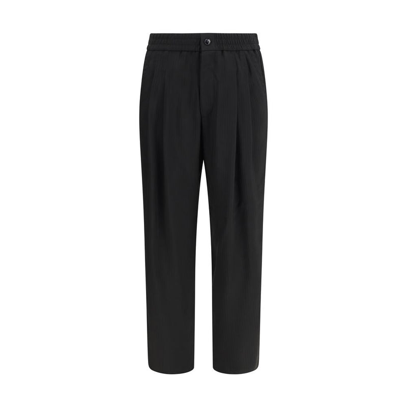 Giorgio Armani Black Viscose Casual Pants for Men