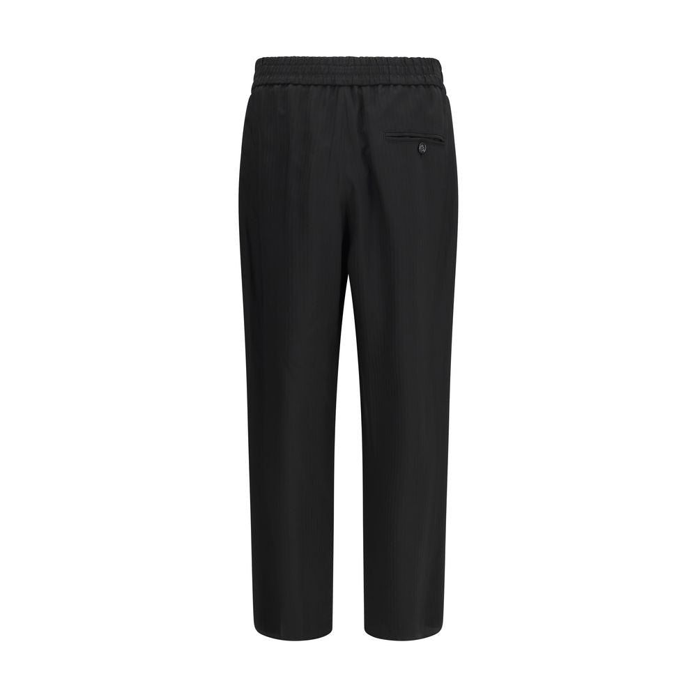 Giorgio Armani Black Viscose Casual Pants for Men