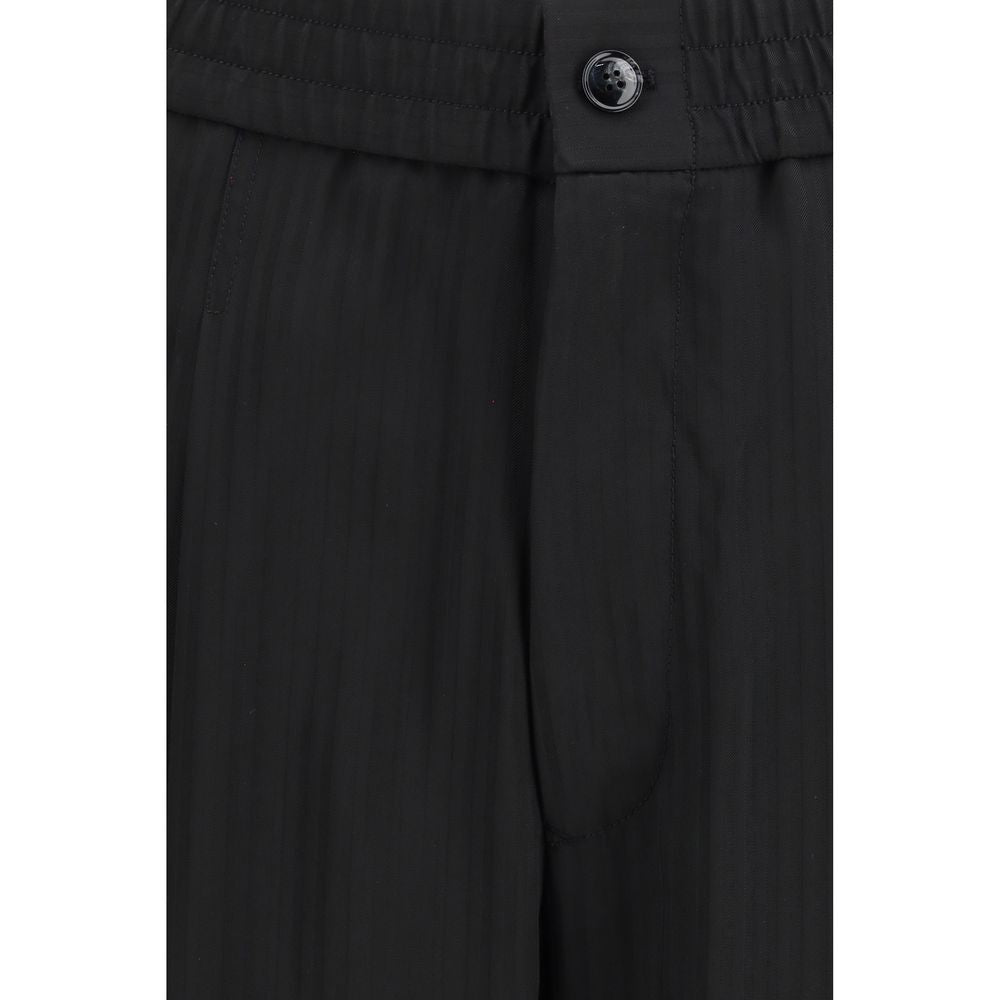 Giorgio Armani Black Viscose Casual Pants for Men