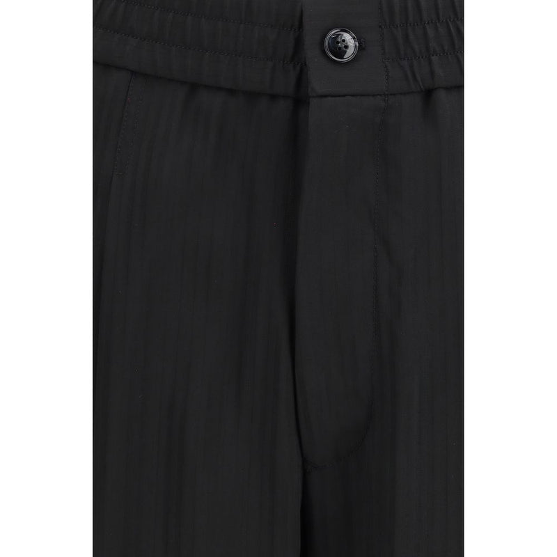 Giorgio Armani Black Viscose Casual Pants for Men