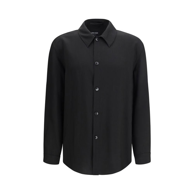 Giorgio Armani Black Viscose Dress Shirt