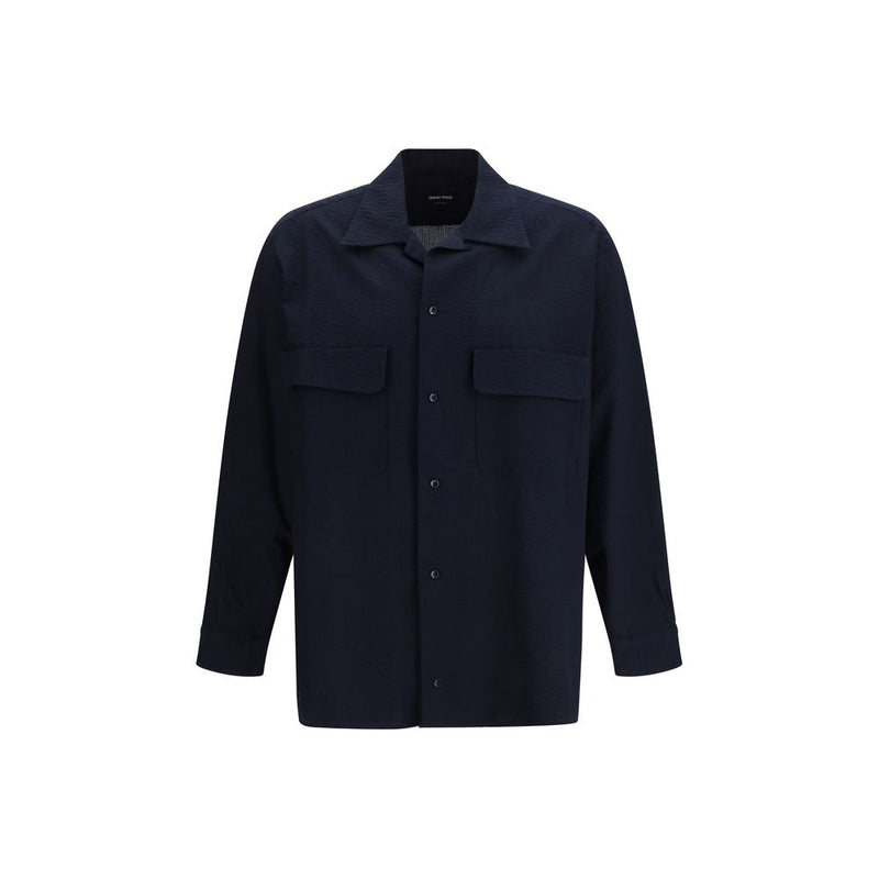 Giorgio Armani blauw katoenen overhemd