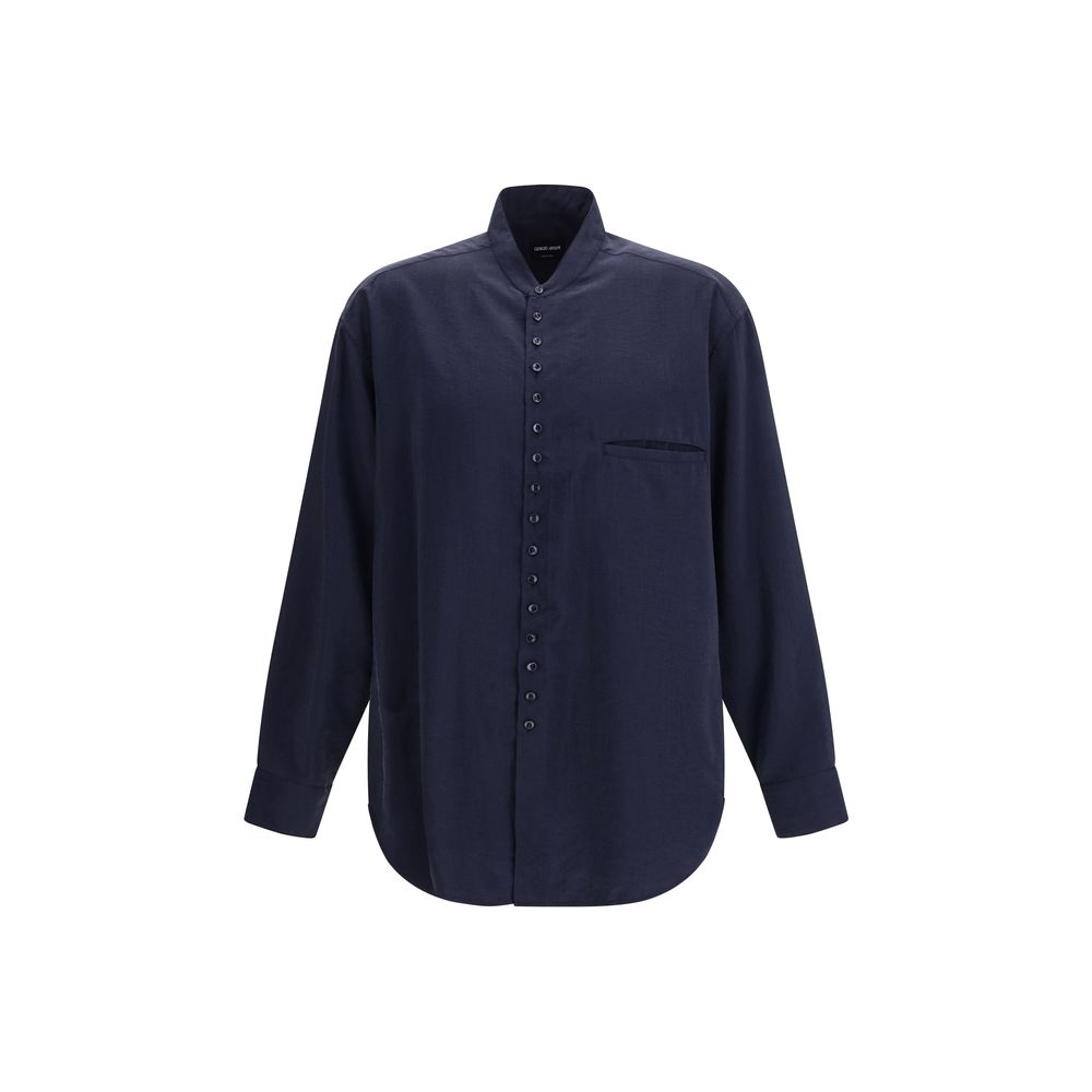 Giorgio Armani Blue Silk Dress Shirt for Men