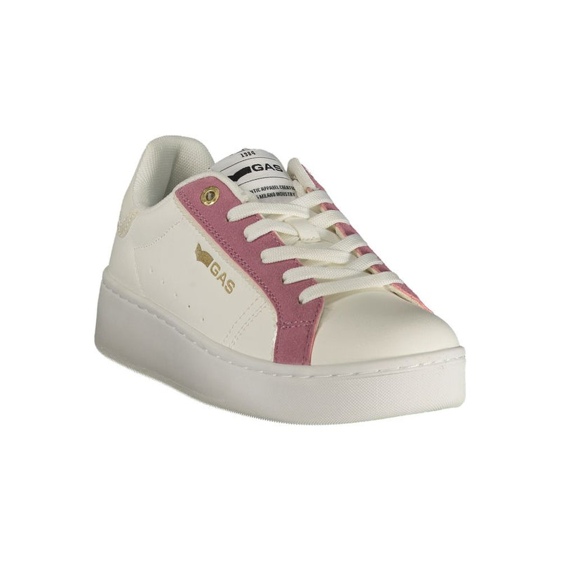 Gas JADE PLATFORM LTX Women's Sneaker in Bianco with Pink Details