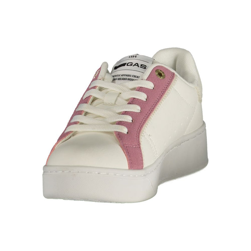 Gas JADE PLATFORM LTX Women's Sneaker in Bianco with Pink Details