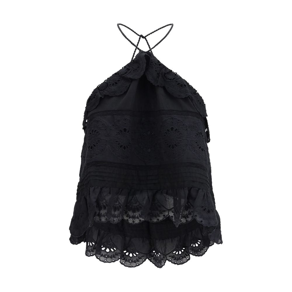 Isabel Marant Étoile Prisha Ruffle Top - Black Polyester Blouse