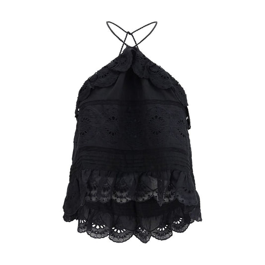 Isabel Marant Étoile Prisha Ruffle Top - Black Polyester Blouse