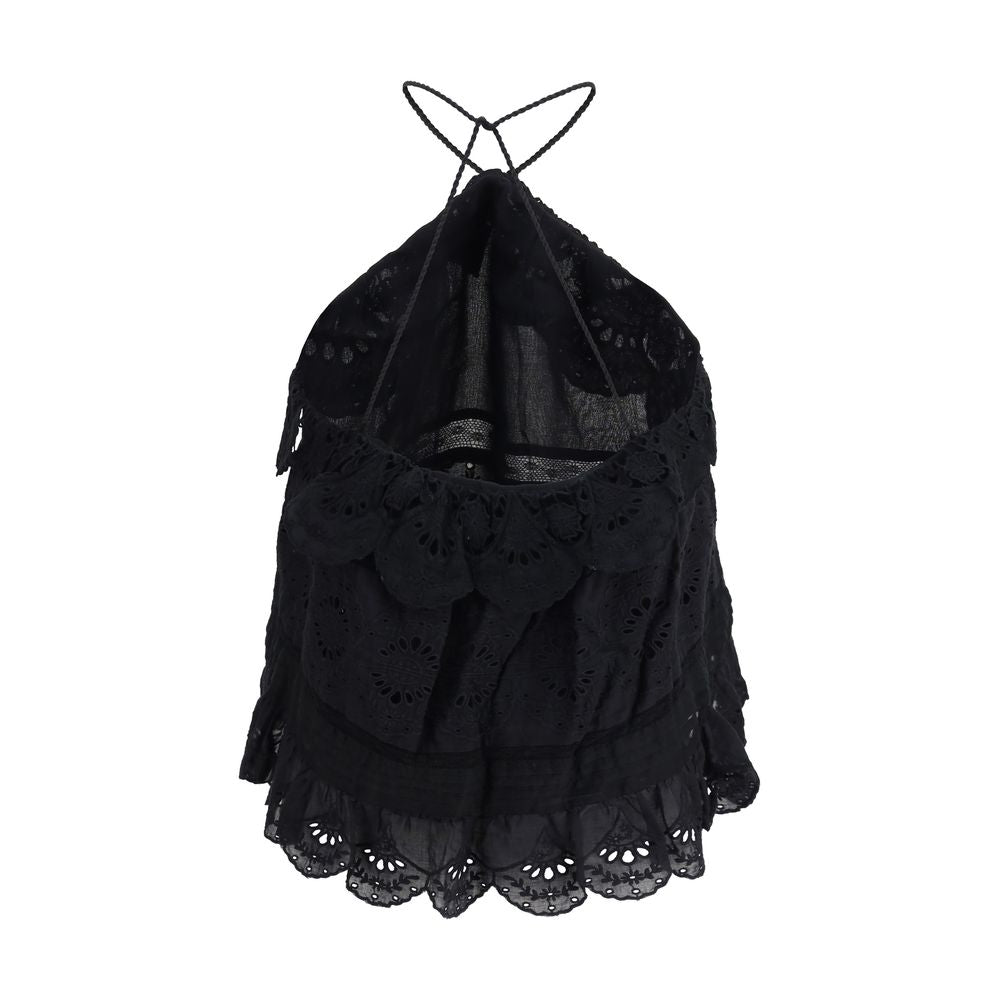 Isabel Marant Étoile Prisha Ruffle Top - Black Polyester Blouse