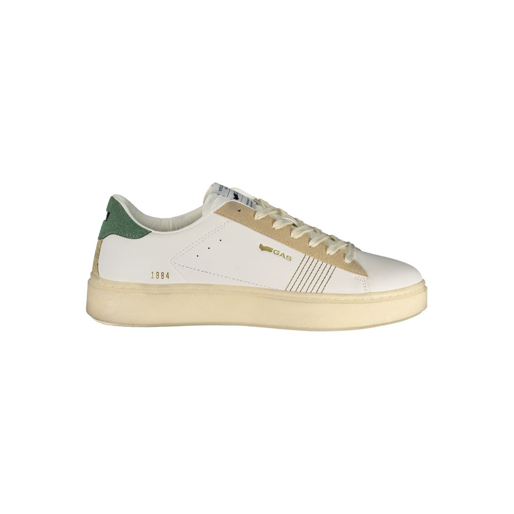 Gas Leonard Mix White Men's Sneaker with Green and Beige Accents