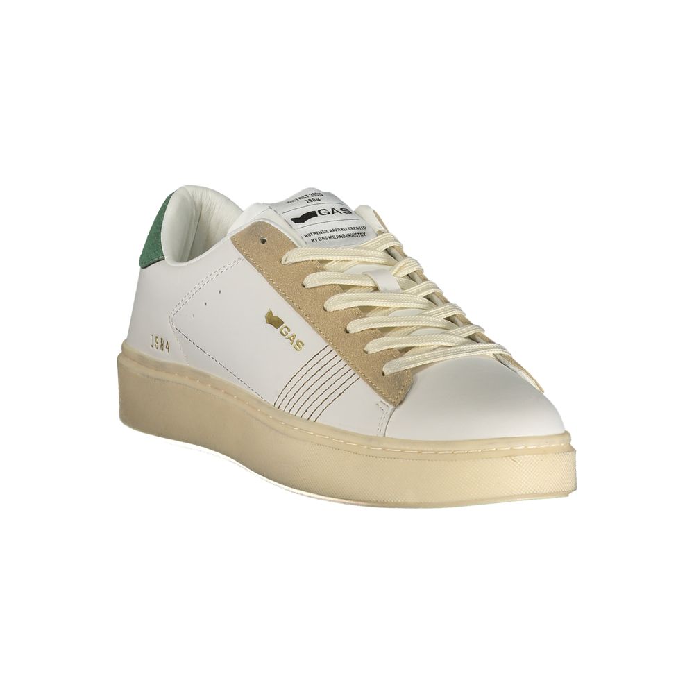 Gas Leonard Mix White Men's Sneaker with Green and Beige Accents