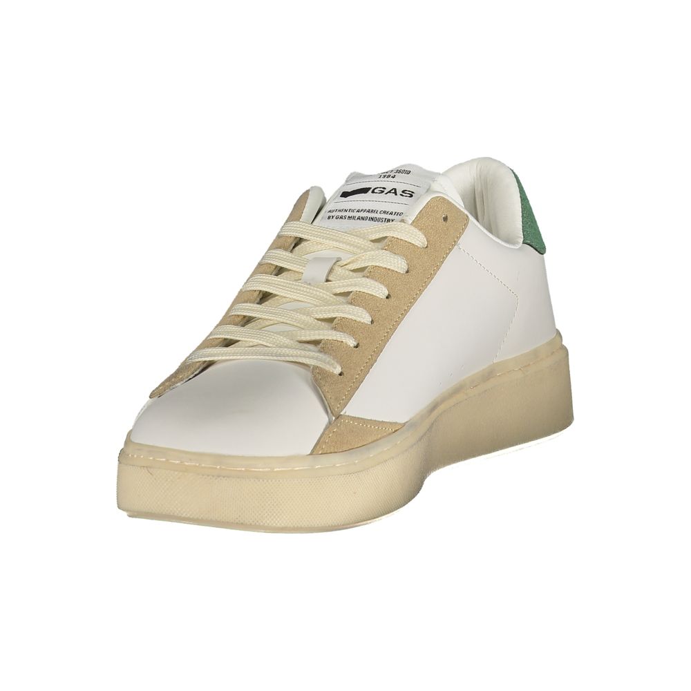 Gas Leonard Mix White Men's Sneaker with Green and Beige Accents