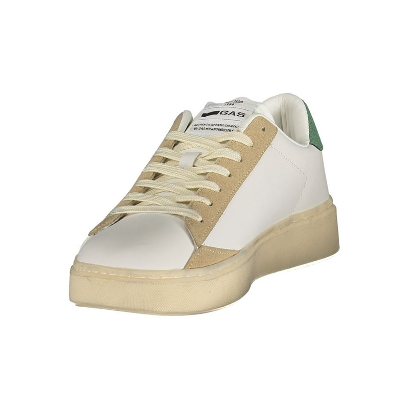 Gas Leonard Mix White Men's Sneaker with Green and Beige Accents