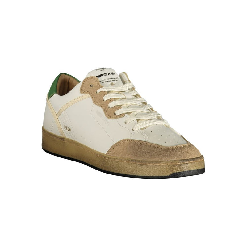 Gas GIOVI GS MIX White Men Sneaker with Green Accents