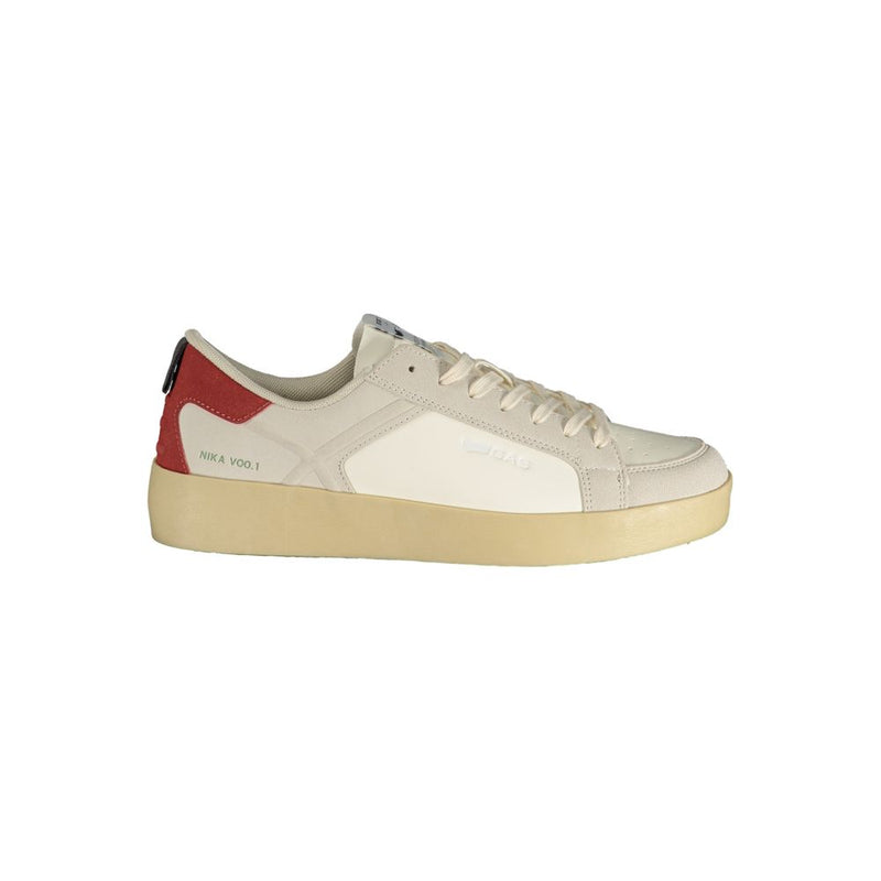 Gas White Polyurethane Men Sneaker with Red Details