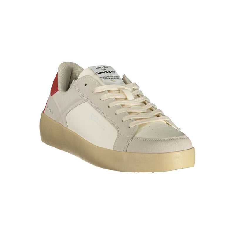Gas White Polyurethane Men Sneaker with Red Details