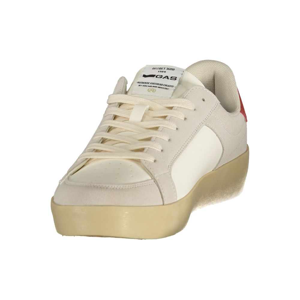 Gas White Polyurethane Men Sneaker with Red Details