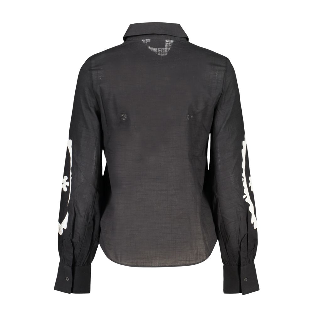 Desigual Nero Cotton Women Shirt - Elegant Long-Sleeved Design