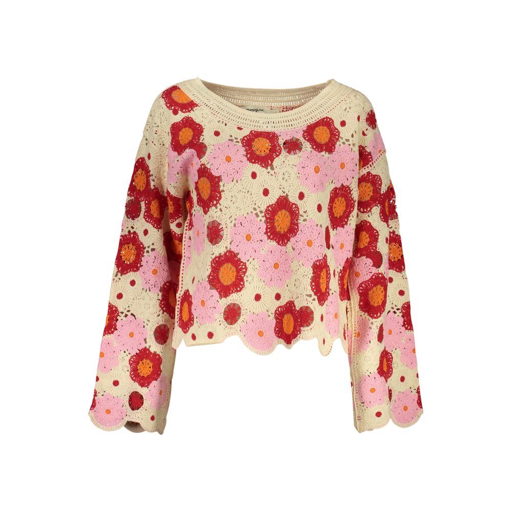 Desigual NORUEGA Beige Cotton Women Sweater