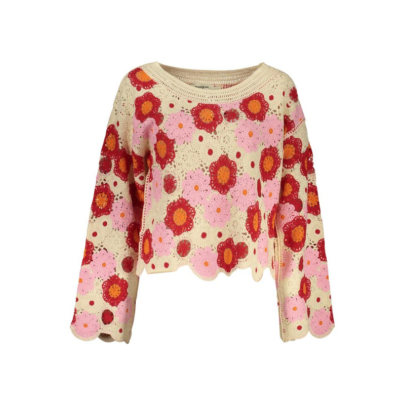 Desigual NORUEGA Beige Cotton Women Sweater