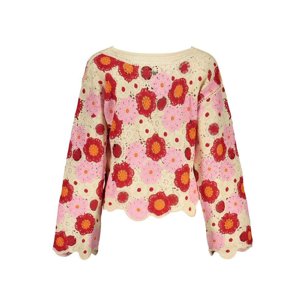 Desigual NORUEGA Beige Cotton Women Sweater