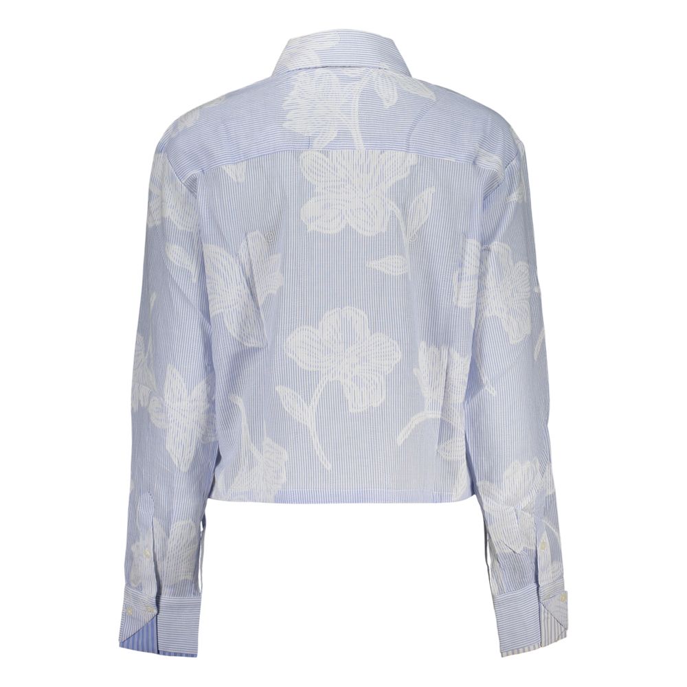 Desigual Azzurro Cotton Women Shirt - Stylish Striped Design