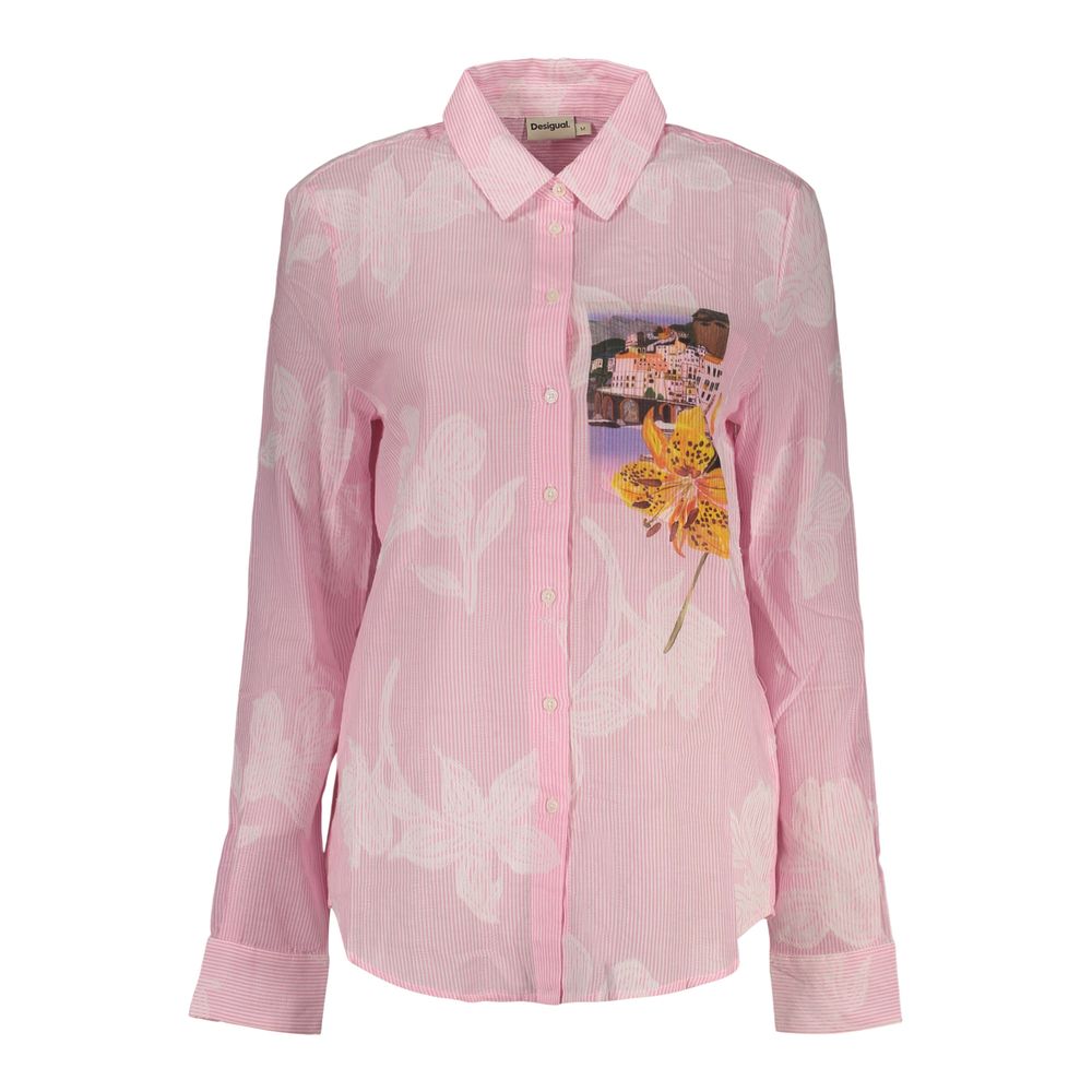 Desigual Pink Cotton Long-Sleeved Shirt for Women